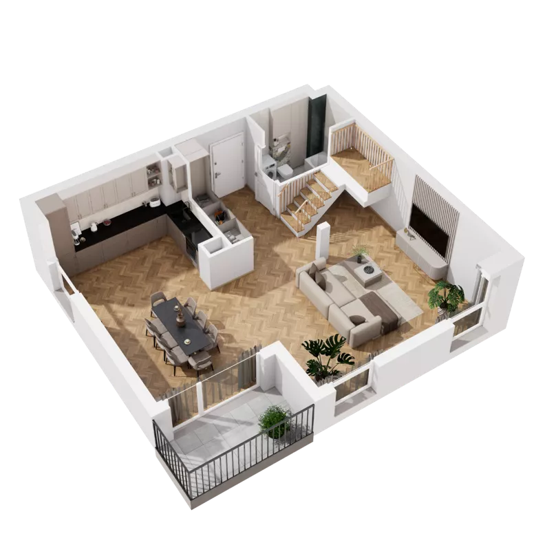 1 pokój, mieszkanie 90,28 m², piętro 2, oferta nr B1.B.07, Awionika, Gdańsk, Matarnia, ul. Radiowa