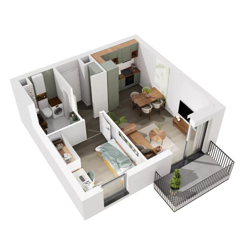 2 pokoje, mieszkanie 36,21 m², piętro 1, oferta nr 6.A.14, Urzeka - budynek 6 , Gdańsk, Jasień, ul. Guderskiego / Czermińskiego