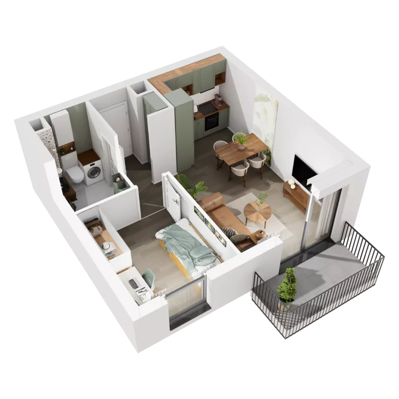 2 pokoje, mieszkanie 36,21 m², piętro 4, oferta nr 7.A.41, Urzeka - budynek 7, Gdańsk, Jasień, ul. Guderskiego / Czermińskiego