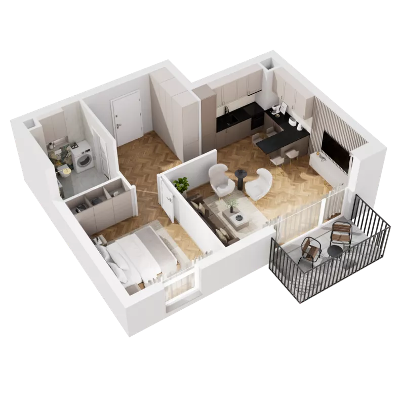 2 pokoje, mieszkanie 49,57 m², piętro 2, oferta nr 8.A.10, Urzeka - budynek 8, Gdańsk, Jasień, ul. Guderskiego / Czermińskiego