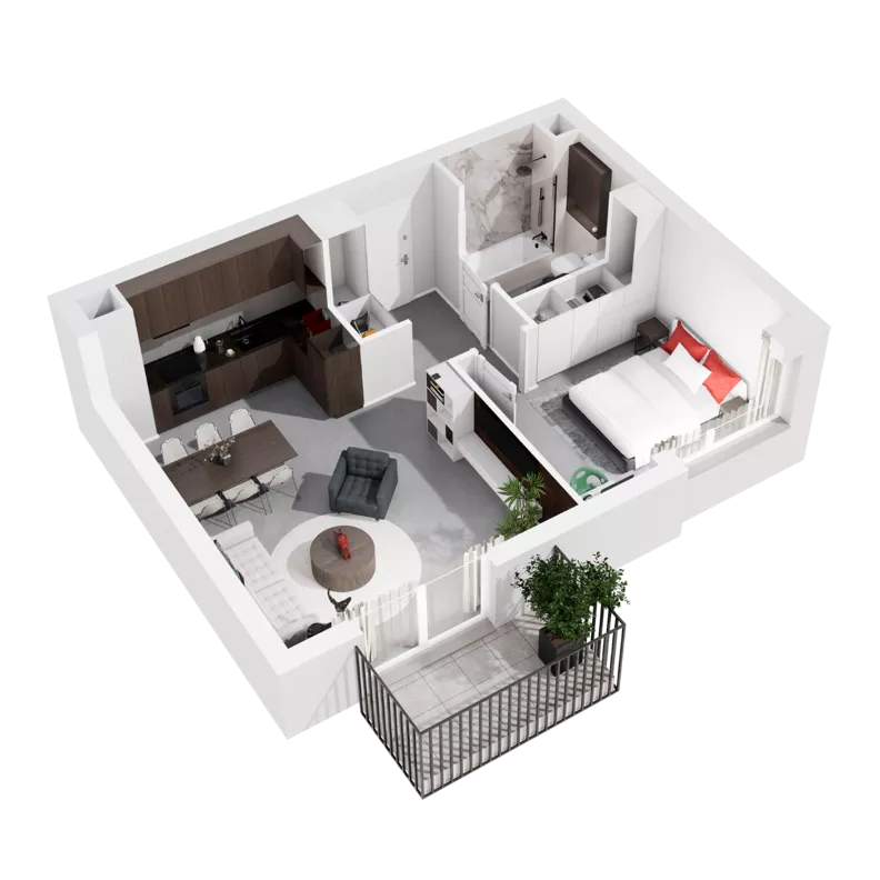 2 pokoje, mieszkanie 47,54 m², piętro 1, oferta nr 9.A.15, Urzeka - budynek 9, Gdańsk, Jasień, ul. Guderskiego / Czermińskiego