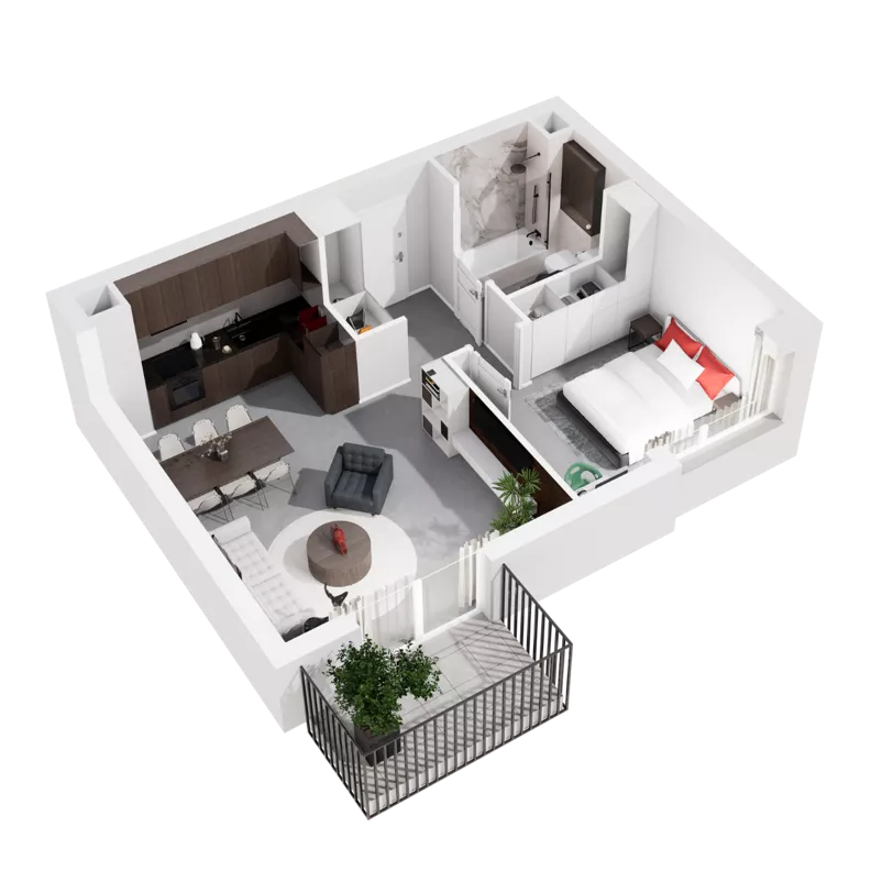 2 pokoje, mieszkanie 47,54 m², piętro 4, oferta nr 9.A.42, Urzeka - budynek 9, Gdańsk, Jasień, ul. Guderskiego / Czermińskiego