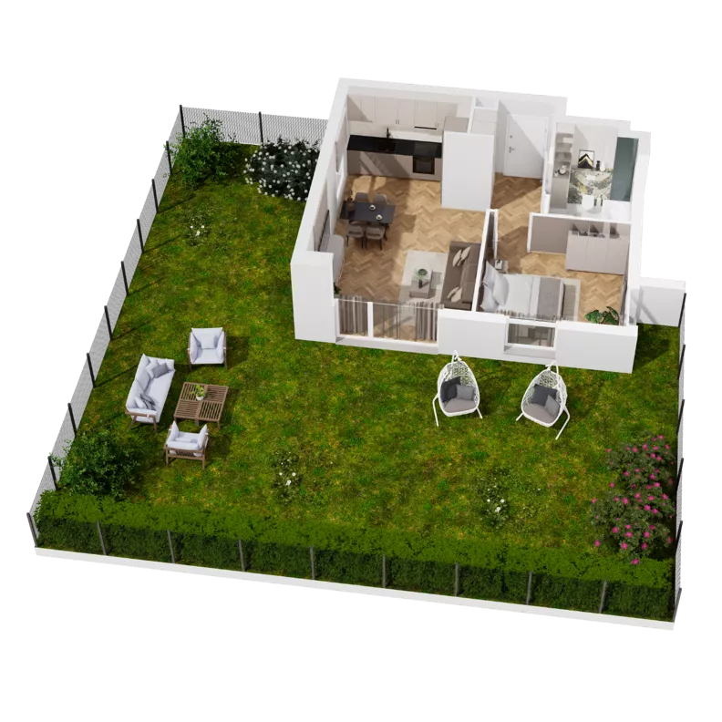 2 pokoje, mieszkanie 46,57 m², parter, oferta nr C1.04, Awionika, Gdańsk, Matarnia, ul. Radiowa