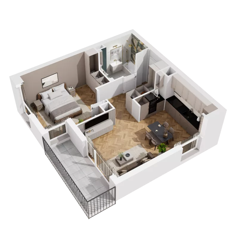 2 pokoje, mieszkanie 48,22 m², piętro 2, oferta nr C1.09, Awionika, Gdańsk, Matarnia, ul. Radiowa