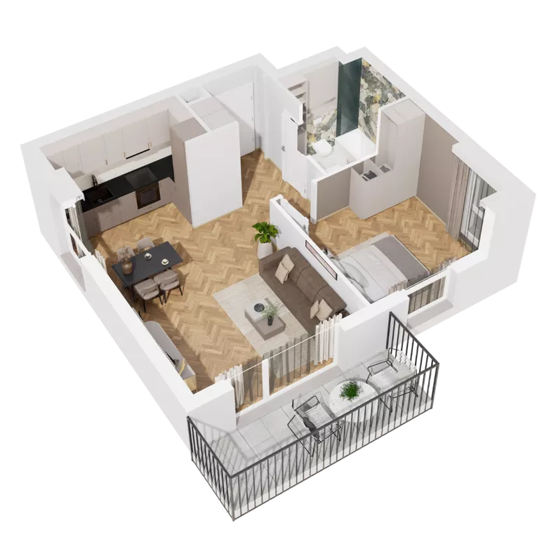 2 pokoje, mieszkanie 46,57 m², piętro 2, oferta nr C1.12, Awionika, Gdańsk, Matarnia, ul. Radiowa