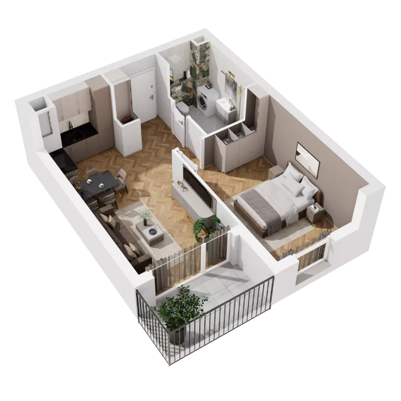 2 pokoje, mieszkanie 42,22 m², piętro 1, oferta nr B1.A.03, Awionika, Gdańsk, Matarnia, ul. Radiowa