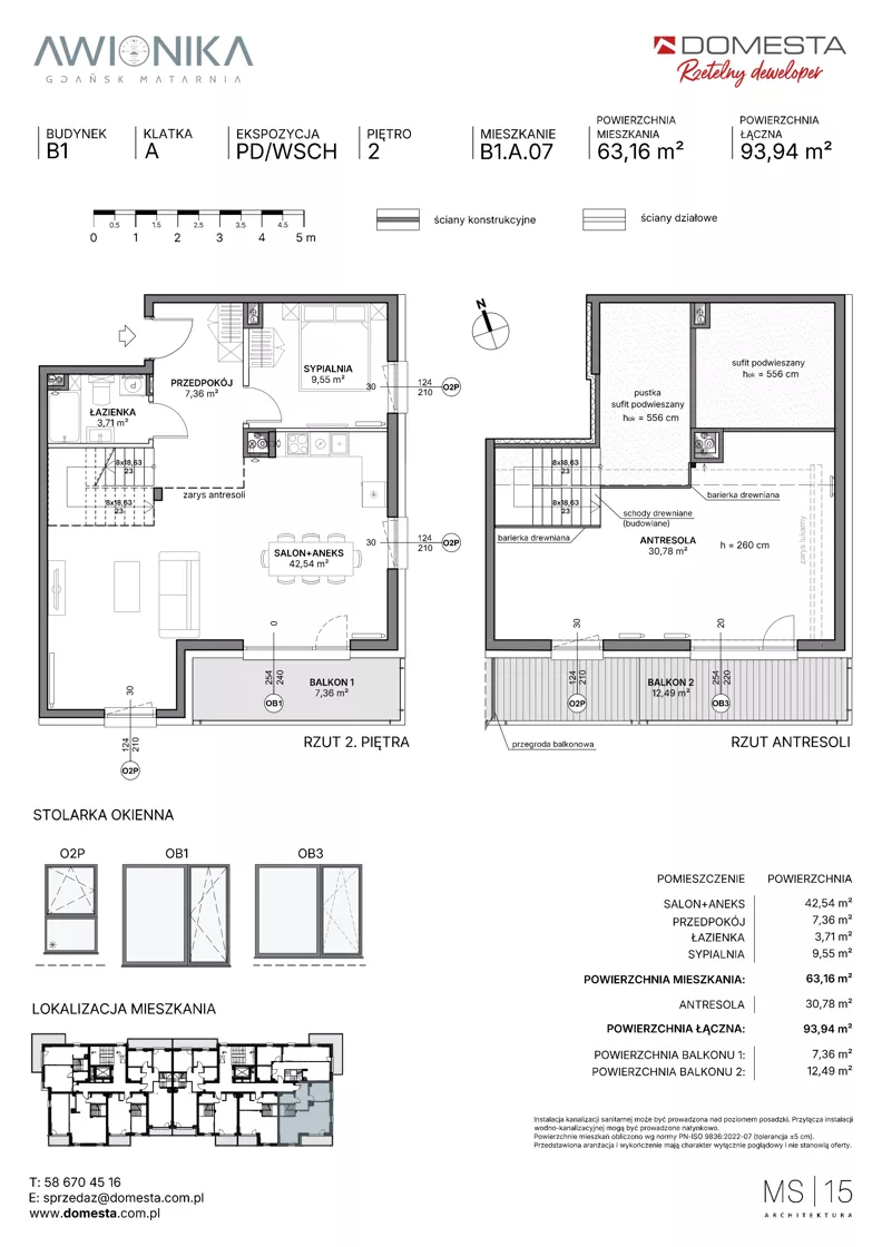 2 pokoje, mieszkanie 93,94 m², piętro 2, oferta nr B1.A.07, Awionika, Gdańsk, Matarnia, ul. Radiowa