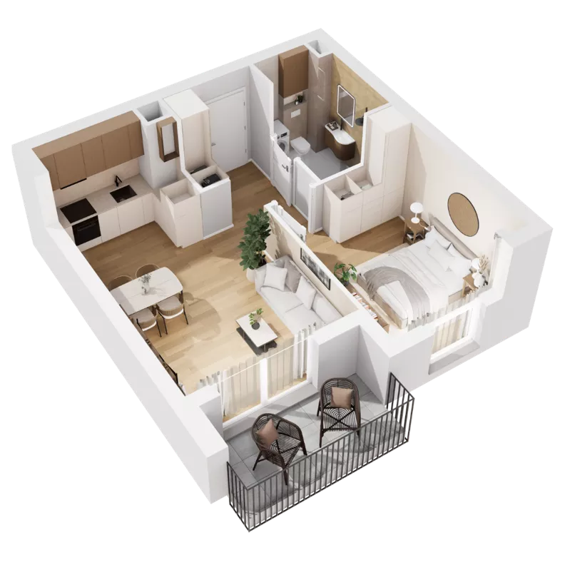 2 pokoje, mieszkanie 38,76 m², piętro 1, oferta nr 8.A.08, Nowe Południe - budynek 8, Gdańsk, Orunia Górna-Gdańsk Południe, Maćkowy, ul. Starogrodzka / Borkowska