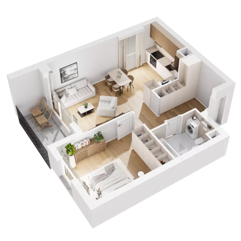 2 pokoje, mieszkanie 49,01 m², piętro 2, oferta nr 8.A.14, Nowe Południe - budynek 8, Gdańsk, Orunia Górna-Gdańsk Południe, Maćkowy, ul. Starogrodzka / Borkowska