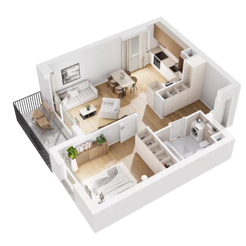 2 pokoje, mieszkanie 49,01 m², piętro 3, oferta nr 8.A.19, Nowe Południe - budynek 8, Gdańsk, Orunia Górna-Gdańsk Południe, Maćkowy, ul. Starogrodzka / Borkowska