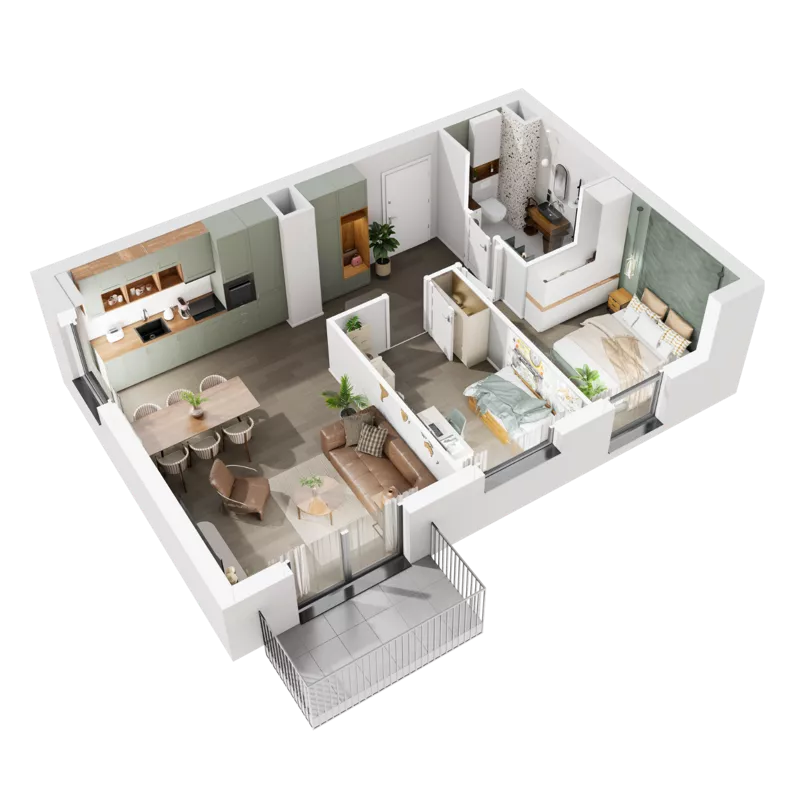 3 pokoje, mieszkanie 54,66 m², piętro 3, oferta nr 6.A.34, Urzeka - budynek 6 , Gdańsk, Jasień, ul. Guderskiego / Czermińskiego