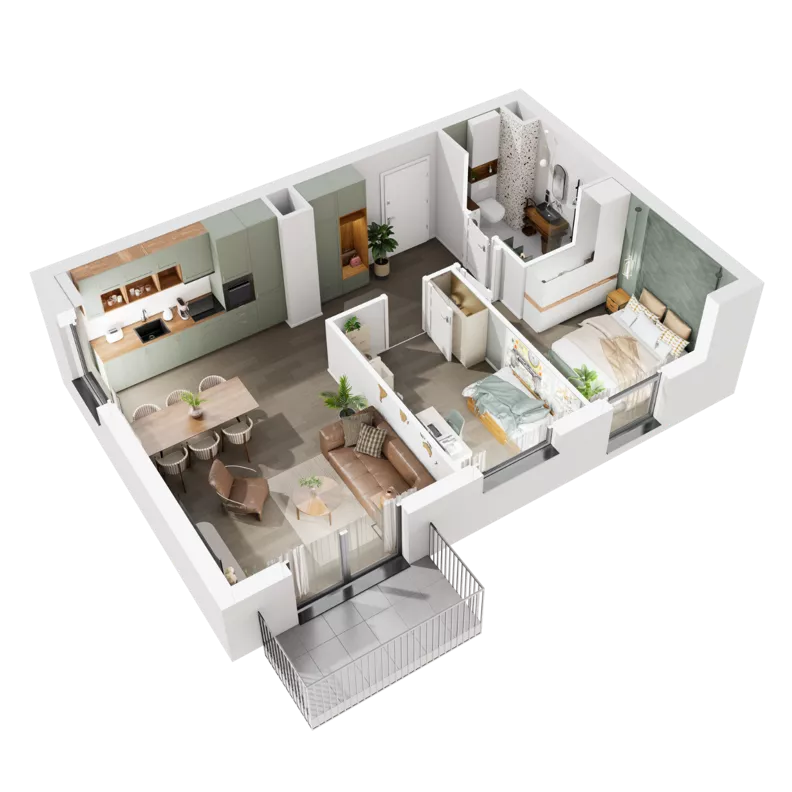 3 pokoje, mieszkanie 54,66 m², piętro 4, oferta nr 6.A.43, Urzeka - budynek 6 , Gdańsk, Jasień, ul. Guderskiego / Czermińskiego