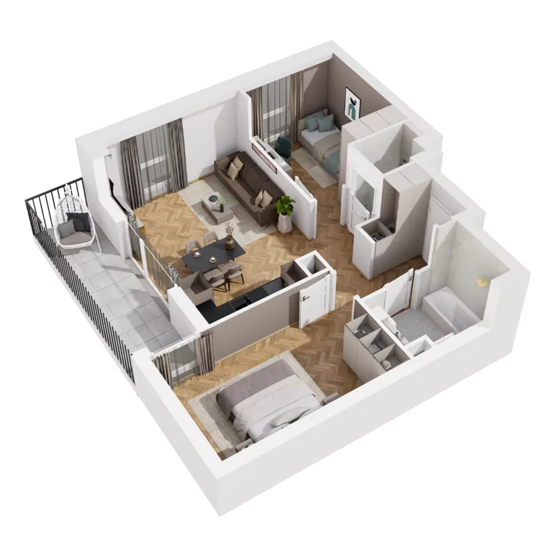 3 pokoje, mieszkanie 56,59 m², piętro 1, oferta nr C1.06, Awionika, Gdańsk, Matarnia, ul. Radiowa