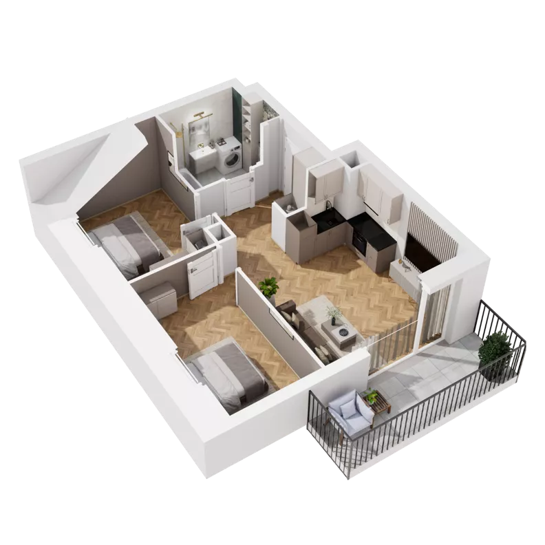 3 pokoje, mieszkanie 42,63 m², piętro 3, oferta nr C1.15, Awionika, Gdańsk, Matarnia, ul. Radiowa