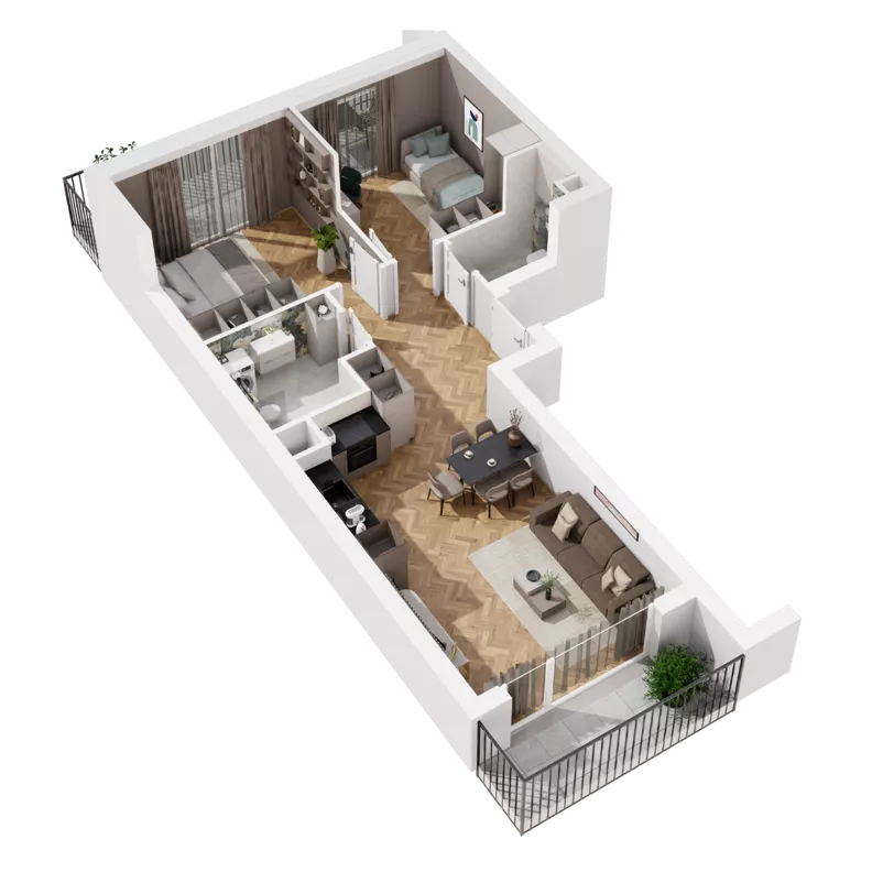 3 pokoje, mieszkanie 60,75 m², piętro 1, oferta nr B1.A.05, Awionika, Gdańsk, Matarnia, ul. Radiowa