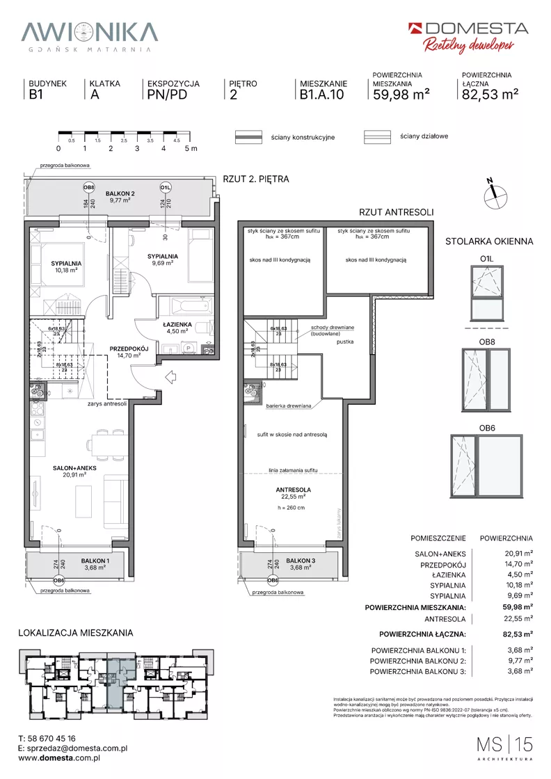 3 pokoje, mieszkanie 82,53 m², piętro 2, oferta nr B1.A.10, Awionika, Gdańsk, Matarnia, ul. Radiowa