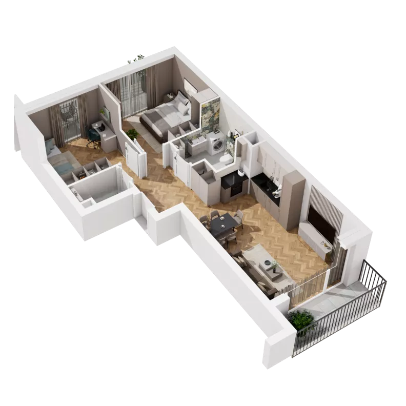 3 pokoje, mieszkanie 60,75 m², piętro 1, oferta nr B1.B.01, Awionika, Gdańsk, Matarnia, ul. Radiowa