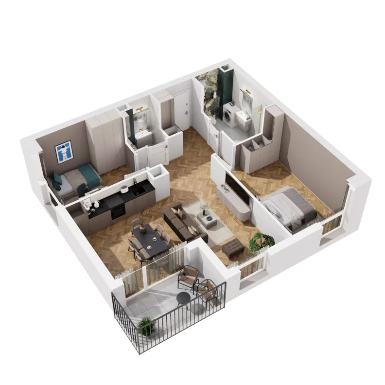 3 pokoje, mieszkanie 62,27 m², piętro 1, oferta nr B1.B.03, Awionika, Gdańsk, Matarnia, ul. Radiowa