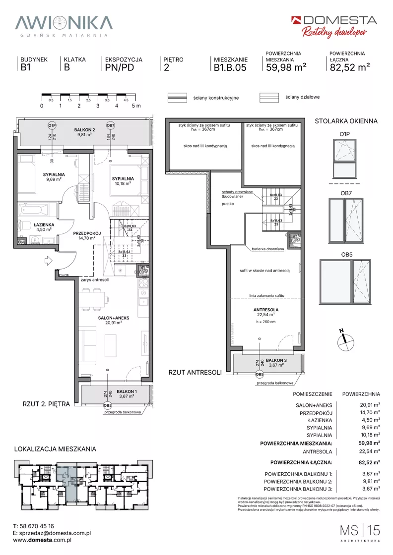 3 pokoje, mieszkanie 82,52 m², piętro 2, oferta nr B1.B.05, Awionika, Gdańsk, Matarnia, ul. Radiowa