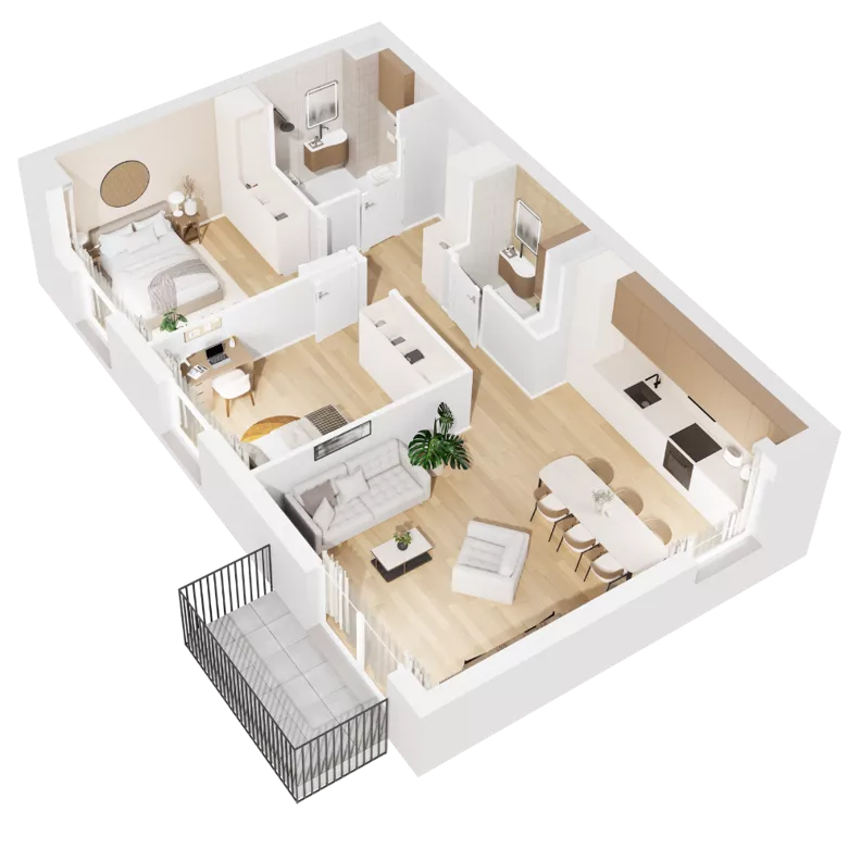 3 pokoje, mieszkanie 65,02 m², piętro 2, oferta nr 8.A.15, Nowe Południe - budynek 8, Gdańsk, Orunia Górna-Gdańsk Południe, Maćkowy, ul. Starogrodzka / Borkowska