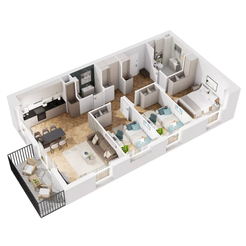 4 pokoje, mieszkanie 76,74 m², piętro 3, oferta nr 8.A.15, Urzeka - budynek 8, Gdańsk, Jasień, ul. Guderskiego / Czermińskiego