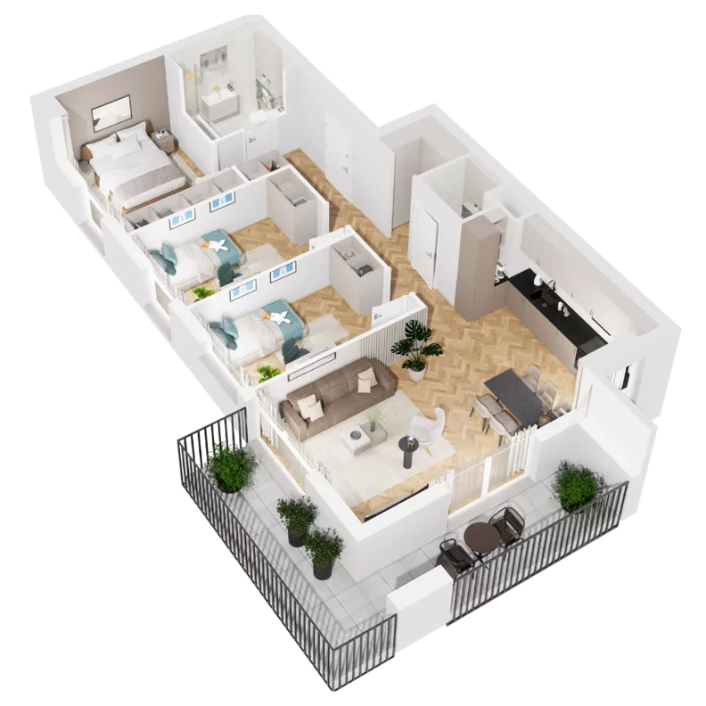 4 pokoje, mieszkanie 80,30 m², piętro 3, oferta nr 8.A.16, Urzeka - budynek 8, Gdańsk, Jasień, ul. Guderskiego / Czermińskiego