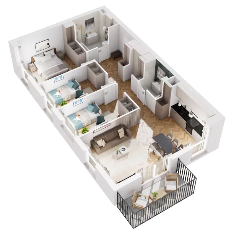 4 pokoje, mieszkanie 76,74 m², piętro 2, oferta nr 8.B.10, Urzeka - budynek 8, Gdańsk, Jasień, ul. Guderskiego / Czermińskiego