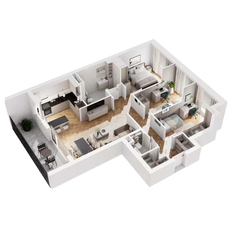 4 pokoje, mieszkanie 81,03 m², piętro 2, oferta nr 8.B.12, Urzeka - budynek 8, Gdańsk, Jasień, ul. Guderskiego / Czermińskiego