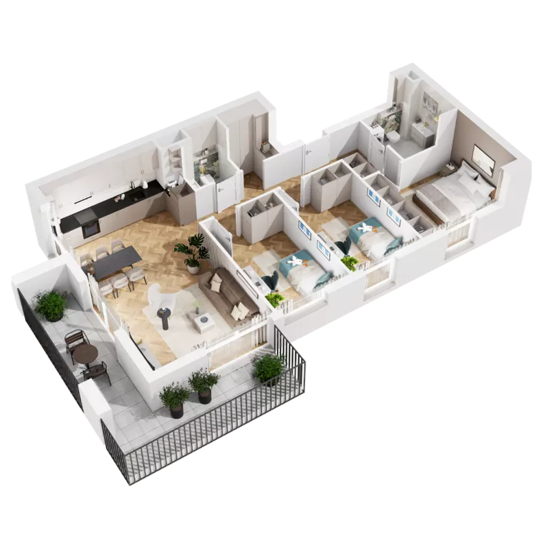 4 pokoje, mieszkanie 80,30 m², piętro 4, oferta nr 8.B.17, Urzeka - budynek 8, Gdańsk, Jasień, ul. Guderskiego / Czermińskiego