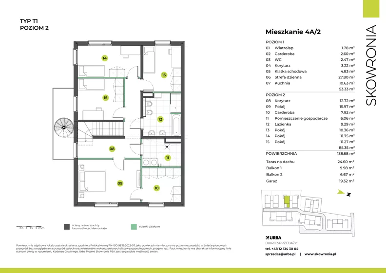 Dom 138,68 m², oferta nr 3W/2, Skowronia Domy, Kraków, Podgórze Duchackie, Wola Duchacka, ul. Skowronia