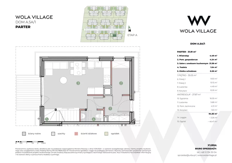 Dom 66,96 m², oferta nr A.5A/1, Wola Village, Kraków, Zwierzyniec, Wola Justowska, ul. Podłużna