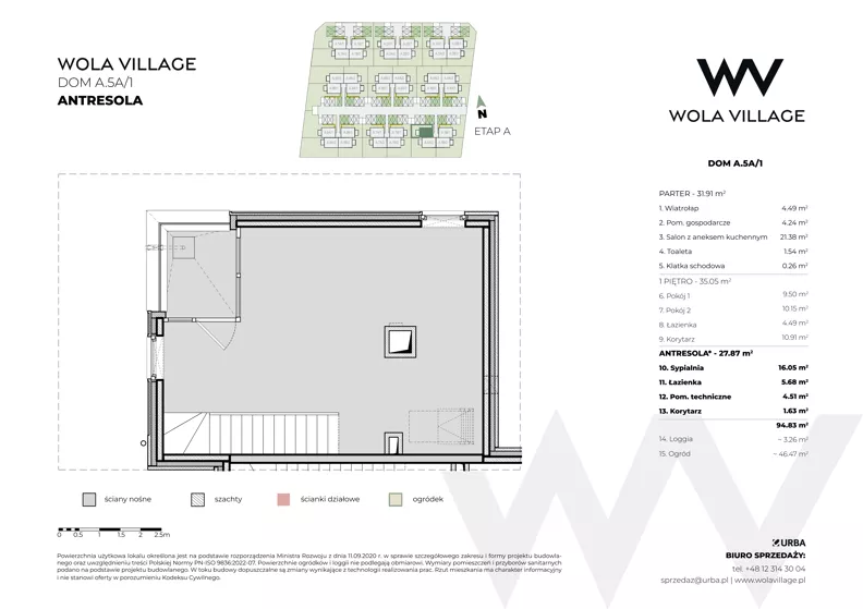 Dom 66,96 m², oferta nr A.5A/1, Wola Village, Kraków, Zwierzyniec, Wola Justowska, ul. Podłużna