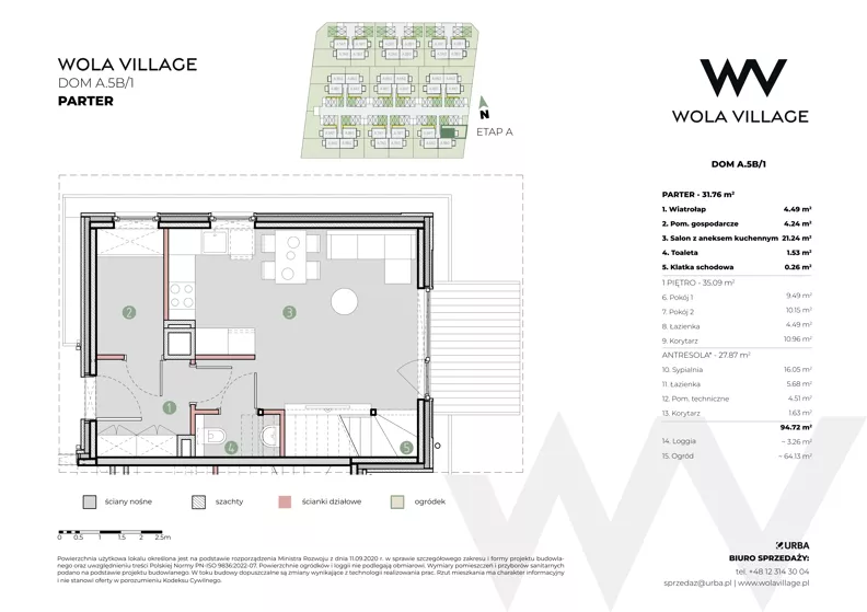 Dom 66,85 m², oferta nr A.5B/1, Wola Village, Kraków, Zwierzyniec, Wola Justowska, ul. Podłużna