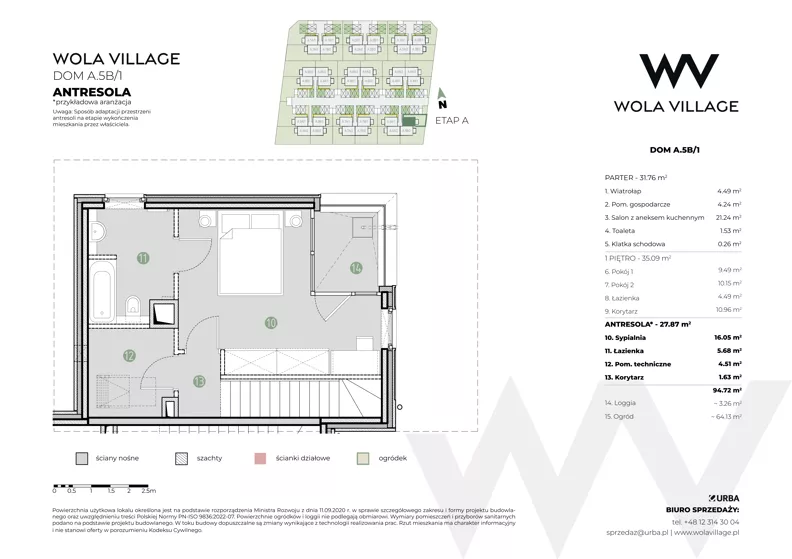 Dom 66,85 m², oferta nr A.5B/1, Wola Village, Kraków, Zwierzyniec, Wola Justowska, ul. Podłużna