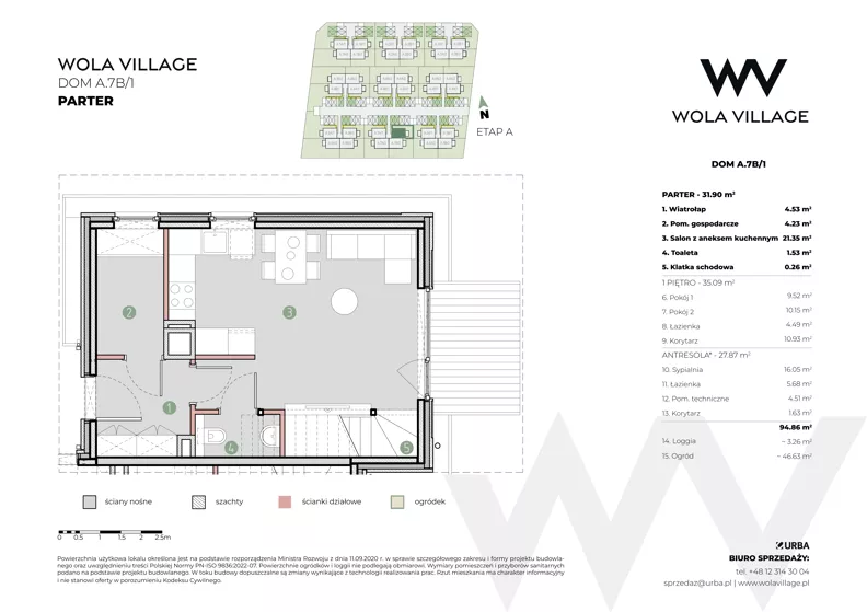 Dom 66,99 m², oferta nr A.7B/1, Wola Village, Kraków, Zwierzyniec, Wola Justowska, ul. Podłużna