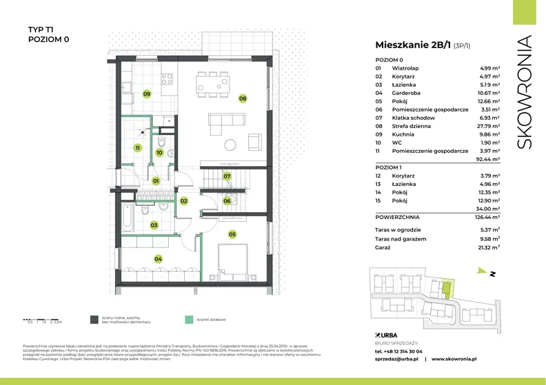 4 pokoje, mieszkanie 126,56 m², parter, oferta nr 3P/1, Skowronia, Kraków, Podgórze Duchackie, Wola Duchacka, ul. Skowronia