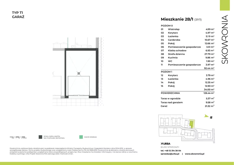 4 pokoje, mieszkanie 126,56 m², parter, oferta nr 3P/1, Skowronia, Kraków, Podgórze Duchackie, Wola Duchacka, ul. Skowronia