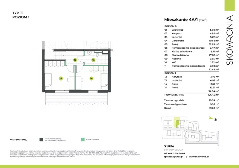 4 pokoje, mieszkanie 126,56 m², parter, oferta nr 3W/1, Skowronia, Kraków, Podgórze Duchackie, Wola Duchacka, ul. Skowronia