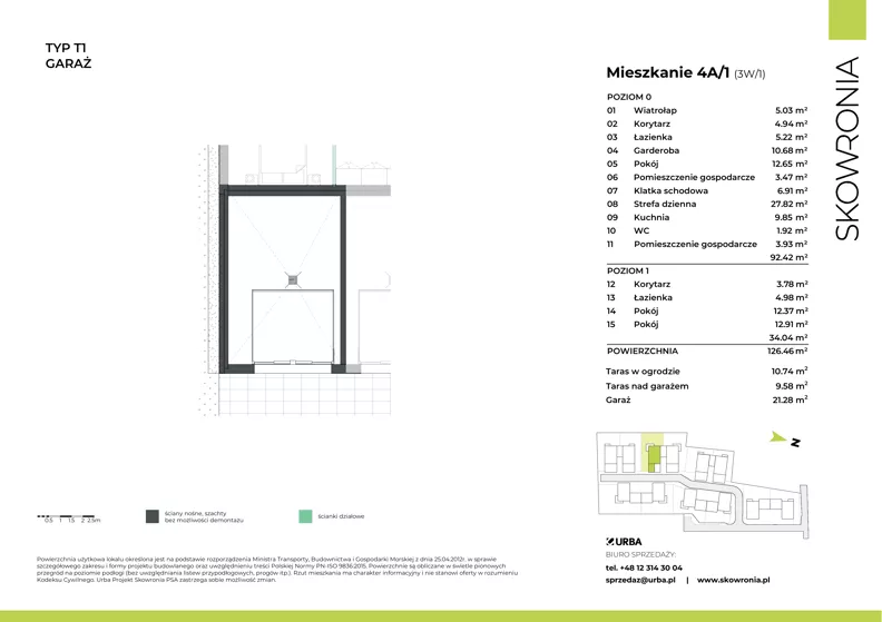 4 pokoje, mieszkanie 126,56 m², parter, oferta nr 3W/1, Skowronia, Kraków, Podgórze Duchackie, Wola Duchacka, ul. Skowronia