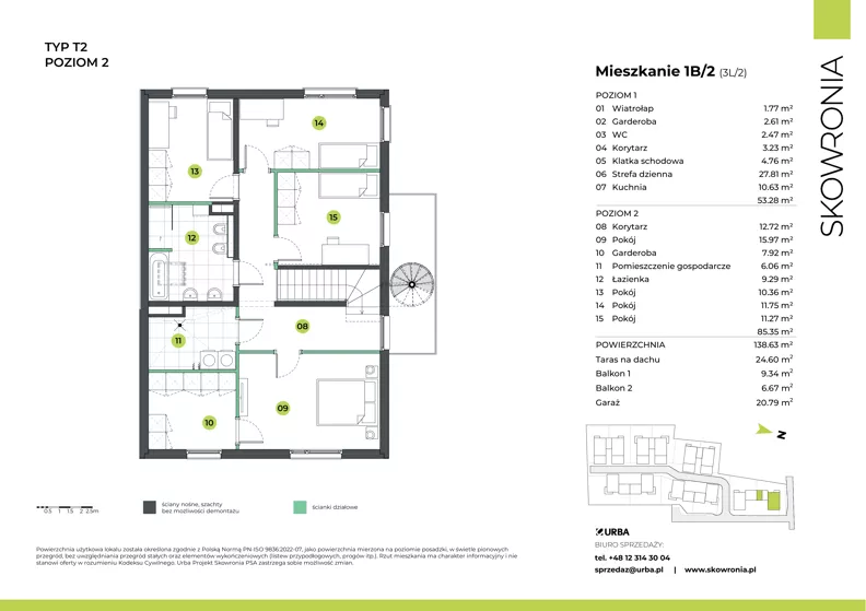 5 pokoi, mieszkanie 143,05 m², piętro 1, oferta nr 3L/2, Skowronia, Kraków, Podgórze Duchackie, Wola Duchacka, ul. Skowronia
