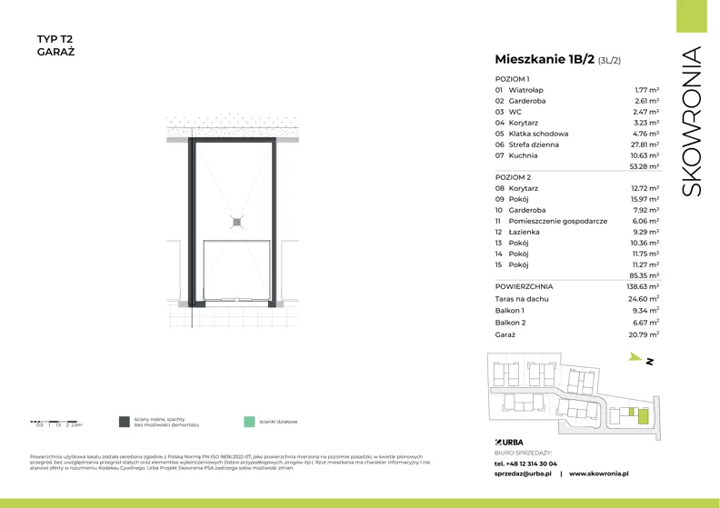 5 pokoi, mieszkanie 143,05 m², piętro 1, oferta nr 3L/2, Skowronia, Kraków, Podgórze Duchackie, Wola Duchacka, ul. Skowronia