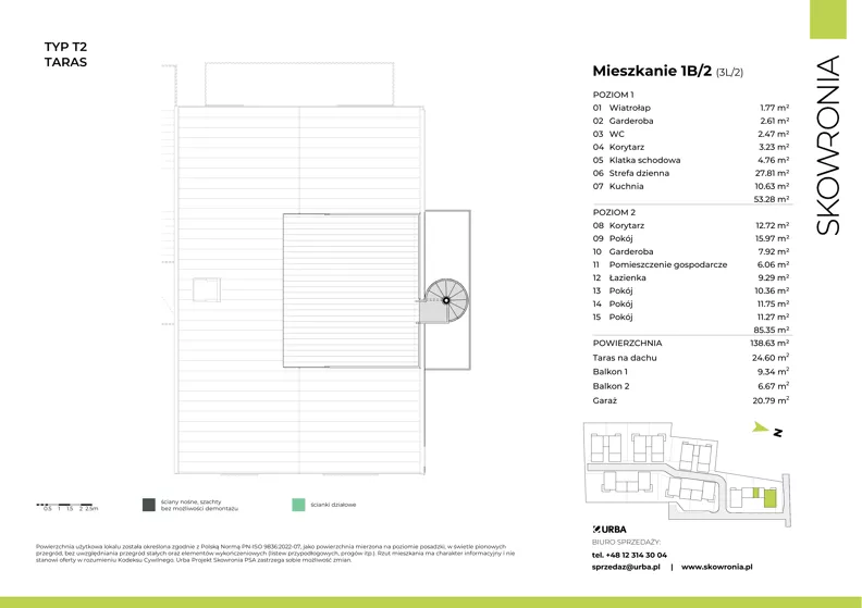 5 pokoi, mieszkanie 143,05 m², piętro 1, oferta nr 3L/2, Skowronia, Kraków, Podgórze Duchackie, Wola Duchacka, ul. Skowronia