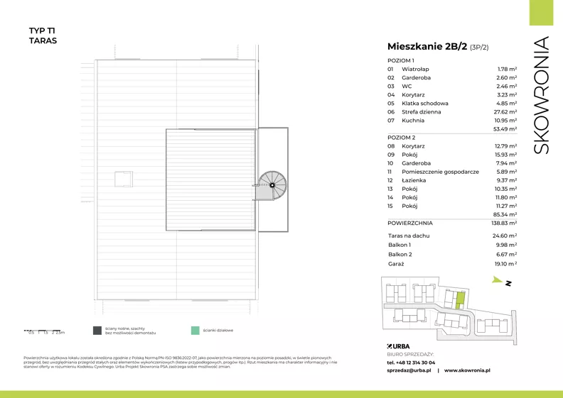5 pokoi, mieszkanie 138,68 m², piętro 1, oferta nr 3P/2, Skowronia, Kraków, Podgórze Duchackie, Wola Duchacka, ul. Skowronia