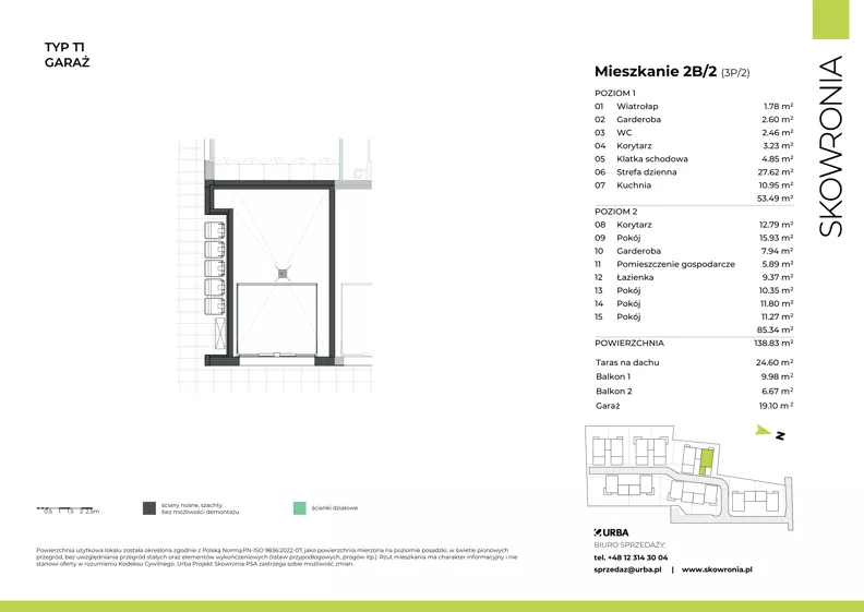 5 pokoi, mieszkanie 138,68 m², piętro 1, oferta nr 3P/2, Skowronia, Kraków, Podgórze Duchackie, Wola Duchacka, ul. Skowronia