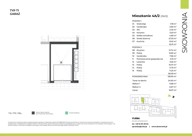 5 pokoi, mieszkanie 138,68 m², piętro 1, oferta nr 3W/2, Skowronia, Kraków, Podgórze Duchackie, Wola Duchacka, ul. Skowronia