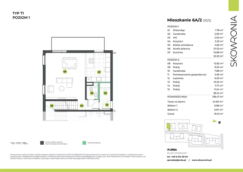 5 pokoi, mieszkanie 138,68 m², piętro 1, oferta nr 3Z/2, Skowronia, Kraków, Podgórze Duchackie, Wola Duchacka, ul. Skowronia