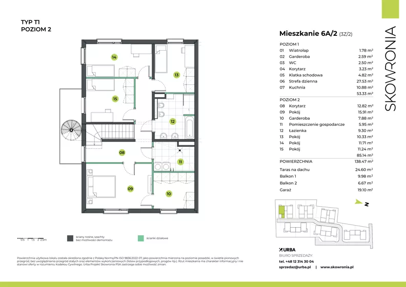 5 pokoi, mieszkanie 138,68 m², piętro 1, oferta nr 3Z/2, Skowronia, Kraków, Podgórze Duchackie, Wola Duchacka, ul. Skowronia