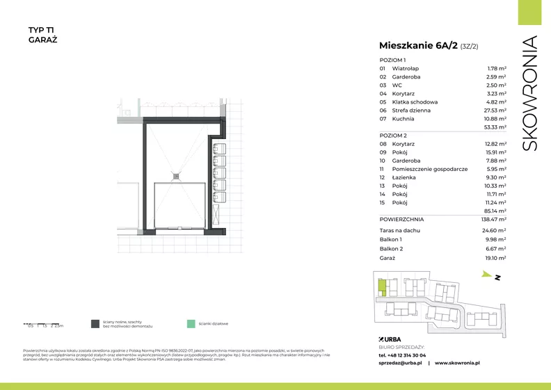 5 pokoi, mieszkanie 138,68 m², piętro 1, oferta nr 3Z/2, Skowronia, Kraków, Podgórze Duchackie, Wola Duchacka, ul. Skowronia