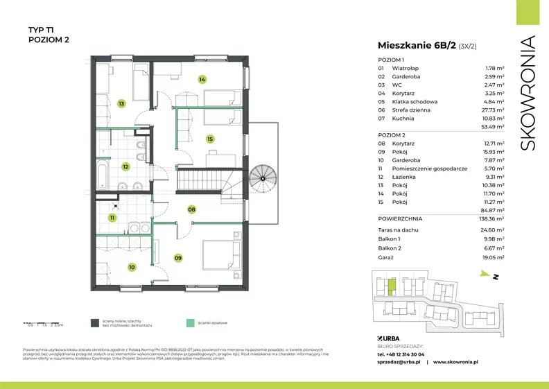 5 pokoi, mieszkanie 138,68 m², piętro 1, oferta nr 3X/2, Skowronia, Kraków, Podgórze Duchackie, Wola Duchacka, ul. Skowronia