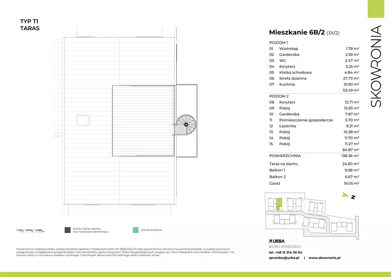 5 pokoi, mieszkanie 138,68 m², piętro 1, oferta nr 3X/2, Skowronia, Kraków, Podgórze Duchackie, Wola Duchacka, ul. Skowronia